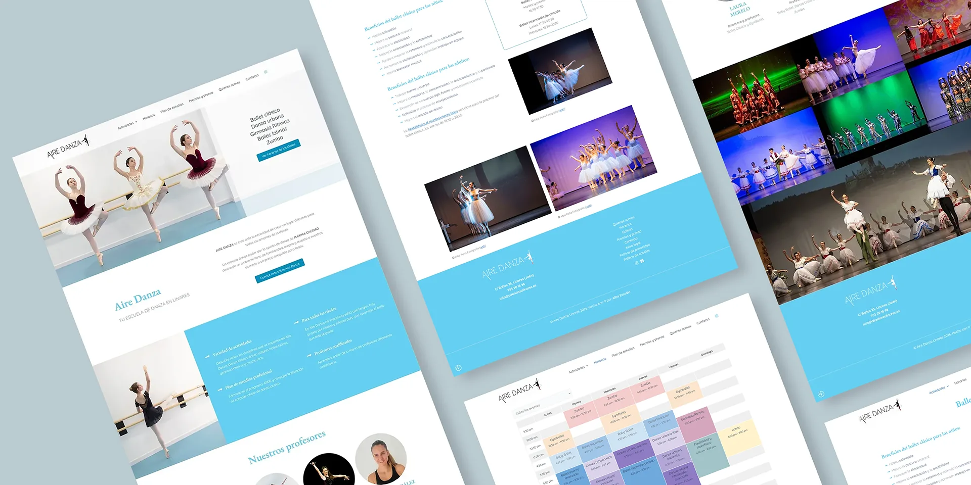 Mockup página web de escuela de danza
